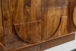 Massives Sideboard ART DECO 170cm braun smoke Mangoholz 3D-Front