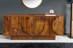 Massives Sideboard ART DECO 170cm braun smoke Mangoholz 3D-Front