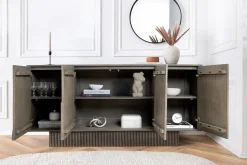 Massives Sideboard ART DECO 170cm grau Mangoholz 3D-Front
