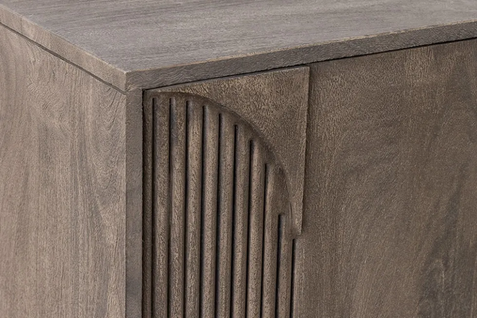 Massives Sideboard ART DECO 170cm grau Mangoholz 3D-Front