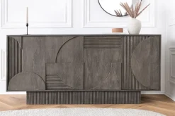 Massives Sideboard ART DECO 170cm grau Mangoholz 3D-Front