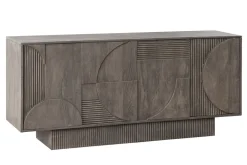 Massives Sideboard ART DECO 170cm grau Mangoholz 3D-Front