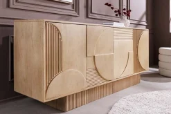 Massives Sideboard ART DECO 170cm weiß gekälkt Mangoholz 3D-Front handmade