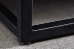 Massives Sideboard BARRACUDA 180cm braun Mangoholz mit Teakholz-Front schwarz Metall