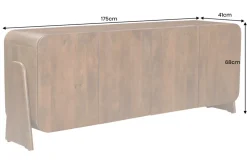 Massives Sideboard BRASIL 175cm braun Mangoholz sechs Fächer