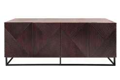 Massives Sideboard CREATIVO 180cm Mangoholz aufwändige 3D Front Retro Design