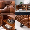 Massives Sideboard FLUID 175cm braun Mangoholz 3D-Design Kufengestell