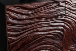 Massives Sideboard FLUID 175cm walnuss-braun Akazienholz 3D-Design schwarzer Sockelfuß