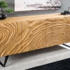 Massives Sideboard FLUID 175cm creme Mangoholz 3D-Design Kufengestell