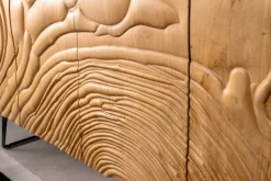 Massives Sideboard FLUID 175cm creme Mangoholz 3D-Design Kufengestell