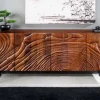 Massives Sideboard FLUID 175cm walnuss-braun Akazienholz 3D-Design Kufengestell