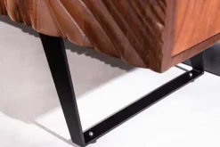 Massives Sideboard FLUID 175cm walnuss-braun Akazienholz 3D-Design Kufengestell