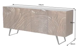 Massives Sideboard FLUID 175cm walnuss-braun Akazienholz 3D-Design Kufengestell