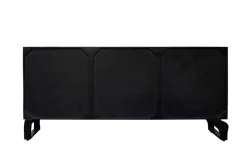 Massives Sideboard FOREST 160cm schwarz braun Mangoholz sechs Fächer 3D-Front