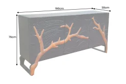 Massives Sideboard FOREST 160cm schwarz braun Mangoholz sechs Fächer 3D-Front