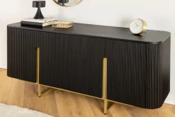 Massives Sideboard GATSBY 160cm schwarz gold Mangoholz Retro handmade