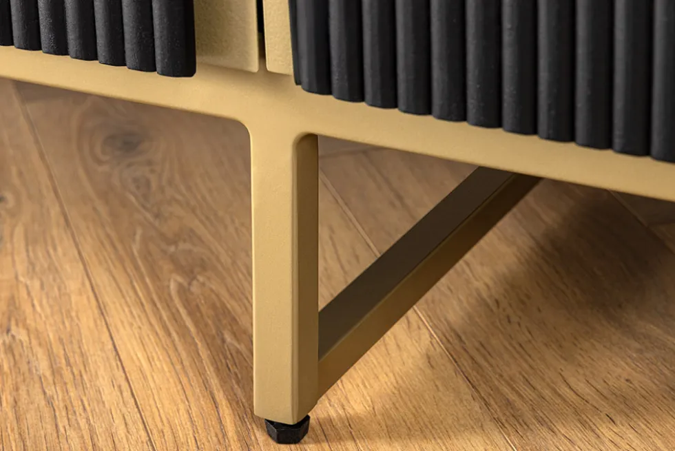 Massives Sideboard GATSBY 160cm schwarz gold Mangoholz Retro handmade