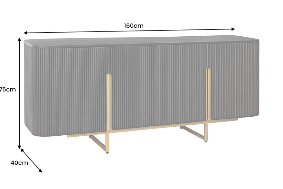 Massives Sideboard GATSBY 160cm schwarz gold Mangoholz Retro handmade