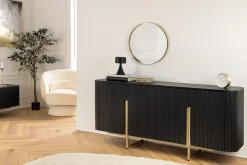 Massives Sideboard GATSBY 160cm schwarz gold Mangoholz Retro handmade
