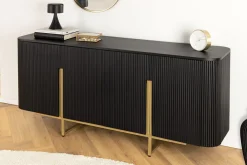 Massives Sideboard GATSBY 160cm schwarz gold Mangoholz Retro handmade
