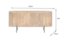 Massives Sideboard GATSBY 160cm natur Mangoholz schwarz Metall mit Lamellenfront
