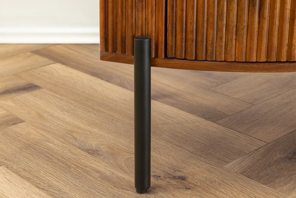 Massives Sideboard GRANDEUR 180cm braun Mangoholz schwarz Metall
