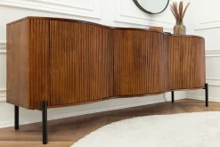 Massives Sideboard GRANDEUR 180cm braun Mangoholz schwarz Metall