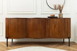 Massives Sideboard GRANDEUR 180cm braun Mangoholz schwarz Metall