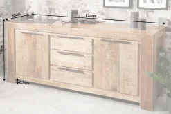 Massives Sideboard IRON CRAFT 175cm Mangoholz Kommode mit Schubladen Handarbeit