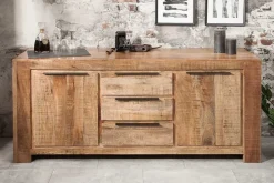 Massives Sideboard IRON CRAFT 175cm Mangoholz Kommode mit Schubladen Handarbeit