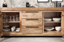 Massives Sideboard IRON CRAFT 175cm Mangoholz Kommode mit Schubladen Handarbeit