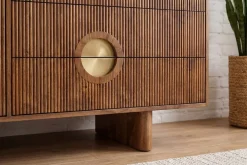 Massives Sideboard MADISON 180cm braun Mangoholz mit Schubladen und strukturierter Front