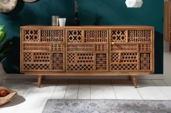 Massives Sideboard MARRAKESCH 160cm Mangoholz mit Verzierung Boho Stil
