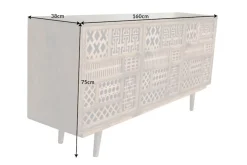 Massives Sideboard MARRAKESCH 160cm Mangoholz mit Verzierung Boho Stil
