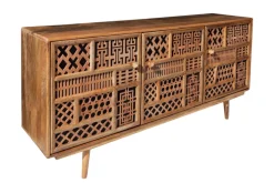 Massives Sideboard MARRAKESCH 160cm Mangoholz mit Verzierung Boho Stil