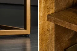 Massives Sideboard ONYX 160cm dunkelbraun gold Mangoholz Edelstein Achat Schiebetüren