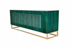Massives Sideboard ONYX 180cm türkis Mangoholz Achat Edelstein gold Metallgestell