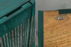 Massives Sideboard ONYX 180cm türkis Mangoholz Achat Edelstein gold Metallgestell