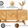 Massives Sideboard RIVIERA 155cm natur recyceltes Pinienholz Bohlenoptik