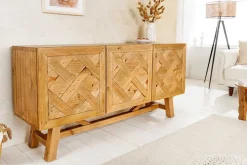 Massives Sideboard RIVIERA 155cm natur recyceltes Pinienholz Bohlenoptik
