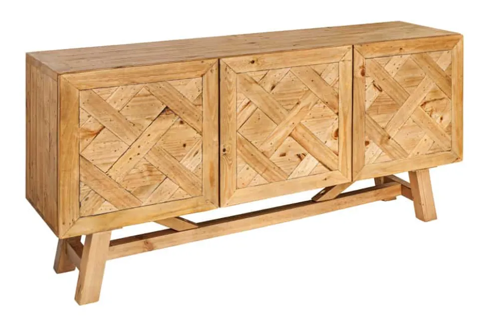 Massives Sideboard RIVIERA 155cm natur recyceltes Pinienholz Bohlenoptik