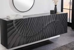 Massives Sideboard SCORPION 180cm schwarz hängend Mangoholz 3D-Design