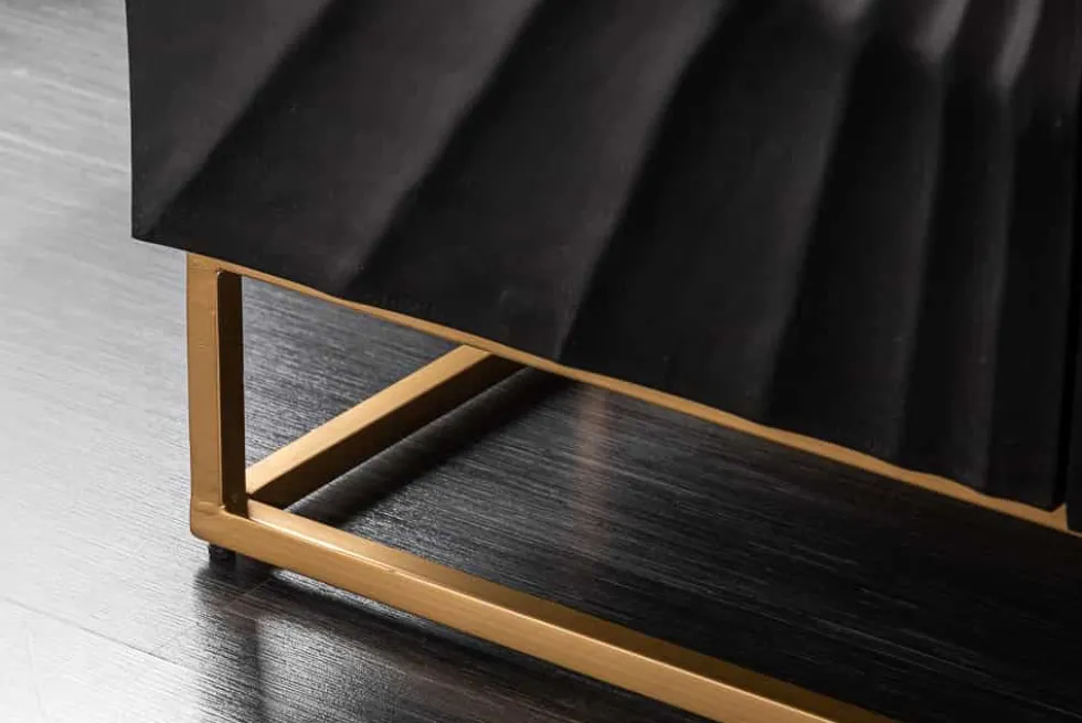 Massives Sideboard SCORPION 140cm schwarz Mangoholz aufwendige 3D Schnitzereien