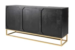 Massives Sideboard SCORPION 140cm schwarz Mangoholz aufwendige 3D Schnitzereien