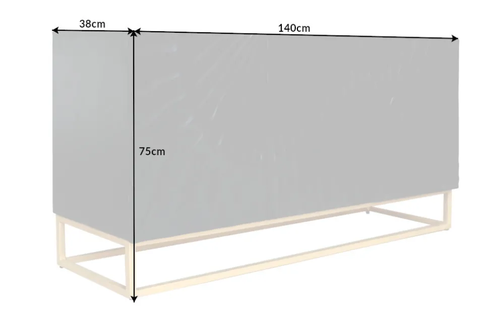 Massives Sideboard SCORPION 140cm schwarz Mangoholz aufwendige 3D Schnitzereien