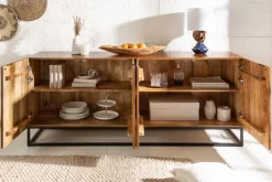 Massives Sideboard SCORPION 180cm braun Mangoholz aufwendige 3D Schnitzereien