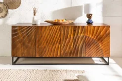 Massives Sideboard SCORPION 180cm braun Mangoholz aufwendige 3D Schnitzereien