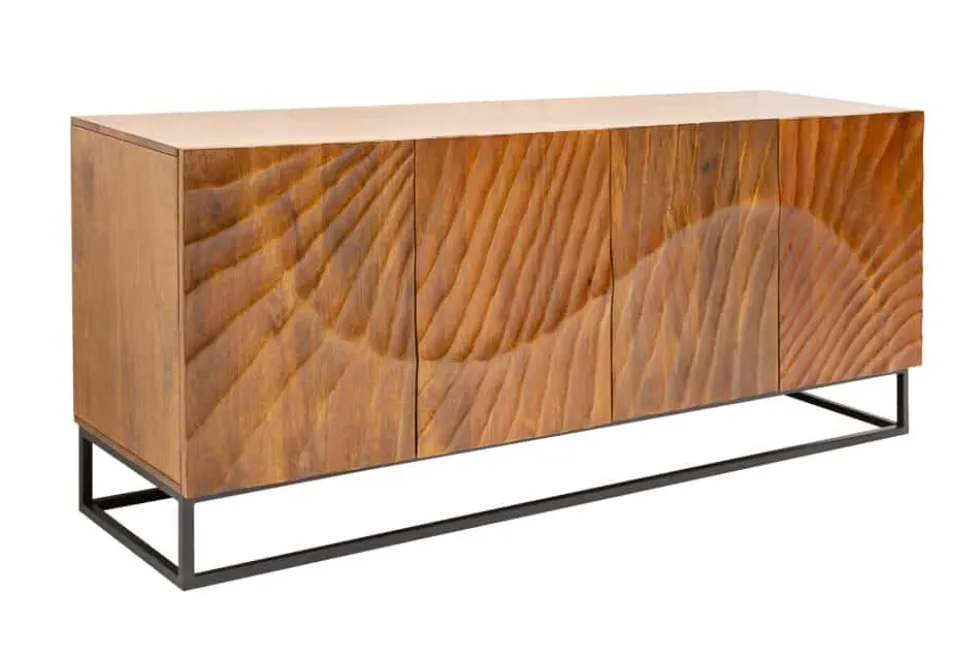 Massives Sideboard SCORPION 180cm braun Mangoholz aufwendige 3D Schnitzereien