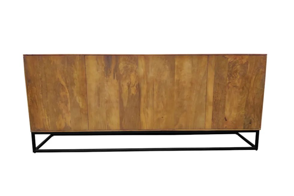 Massives Sideboard SCORPION 180cm braun Mangoholz aufwendige 3D Schnitzereien