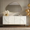 Massives Sideboard SCORPION 180cm weiß Mangoholz gold Metall 3D-Schnitzereien